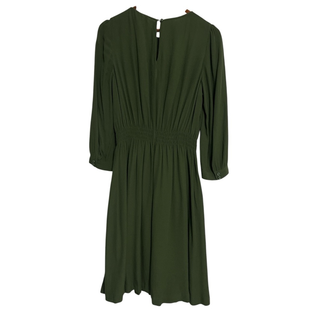 SALE Kate Spade Elegant Olive Green Long Sleeve Pleated Midi Dress, size 8 - Picture 2 of 13